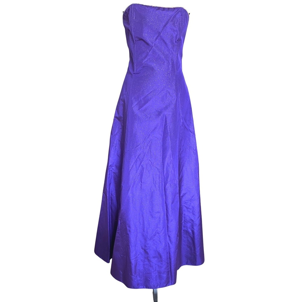 Jessica McClintock Gunne Sax Vintage Purple Strapless Shimmer Prom Gown Size 7